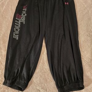 Under Armour Kids Black Joggers with Pink Logo